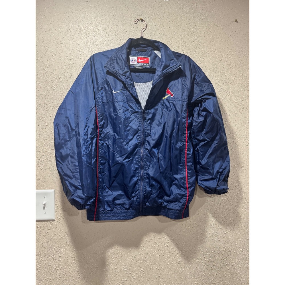 Nike MLB St Louis Cardinals Windbreaker Jacket Mens Large Navy Blue Full Zip